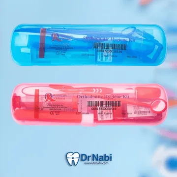 کیت بهداشت ارتودنسی در دو جعبه آبی و صورتی
